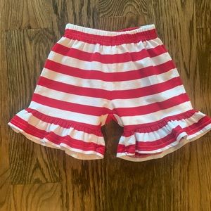 Like New Red & White Stripe Ruffle Shorts